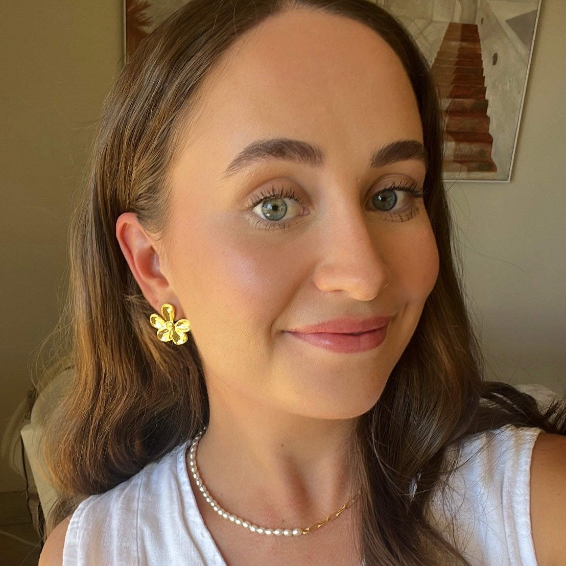 Lilian Gold Floral Earrings