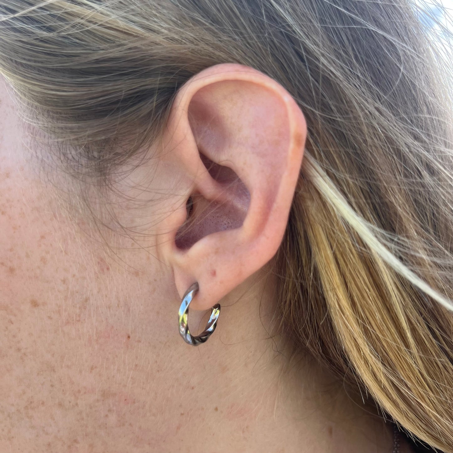 Roman Silver Hoop Earrings