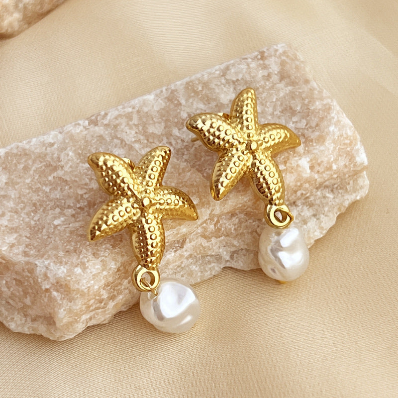 Stella Starfish Pearl Earrings