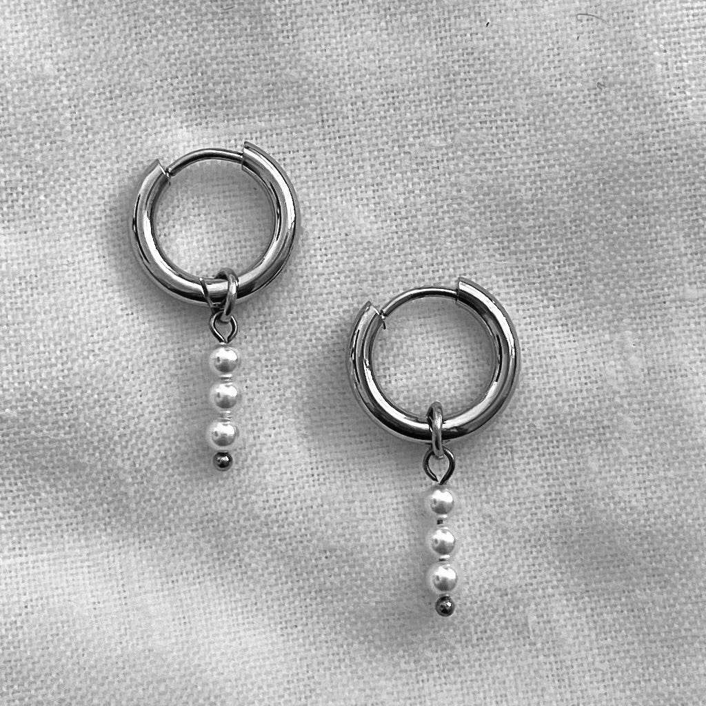 Lae Silver Pearl Hoops
