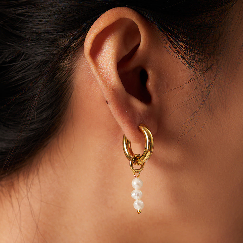Lae Gold Pearl Hoops