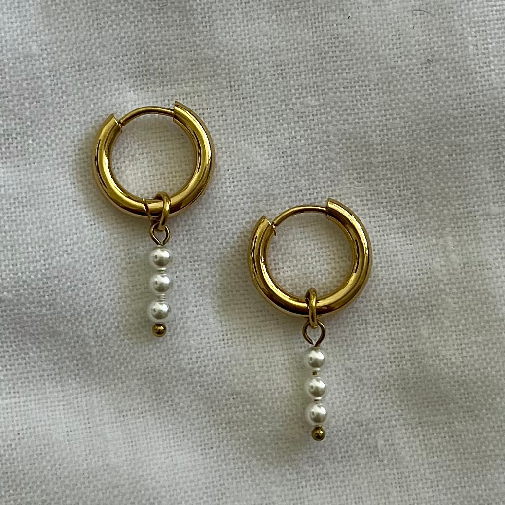 Lae Gold Pearl Hoops