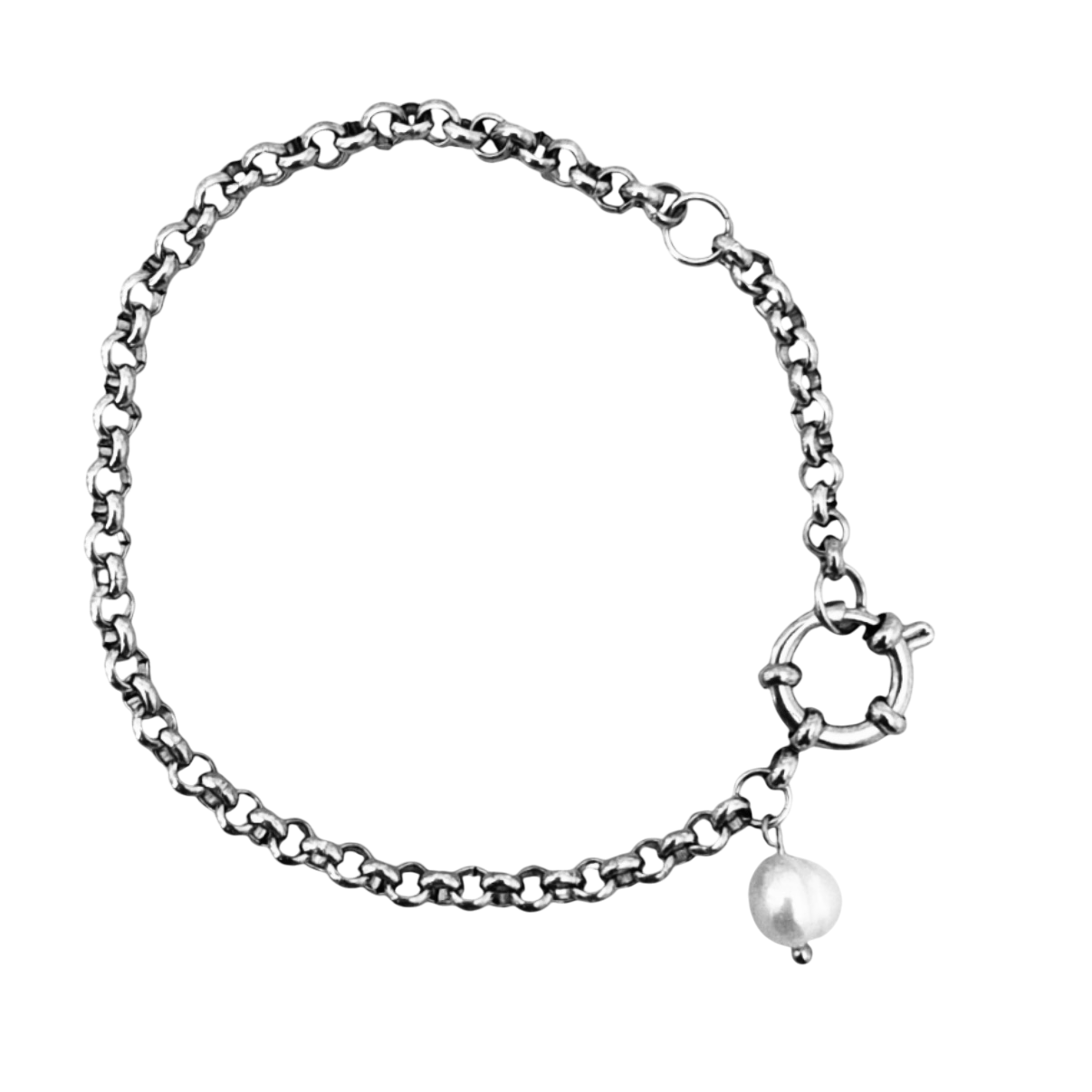 Monroe Pearl Charm Bracelet Silver