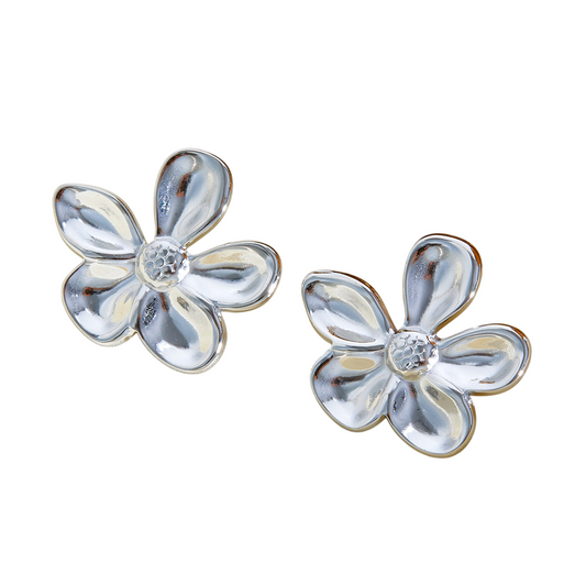 Lilian Floral Silver Earrings