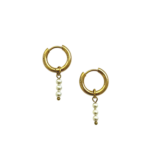 Lae Gold Pearl Hoops