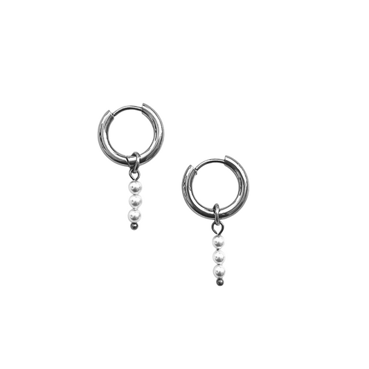 Lae Silver Pearl Hoops