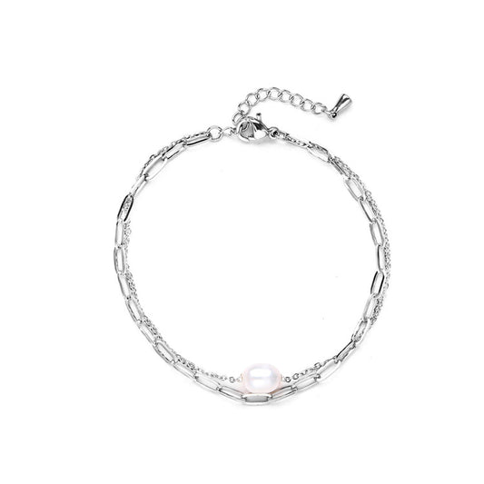 Ava Silver Pearl Bracelet
