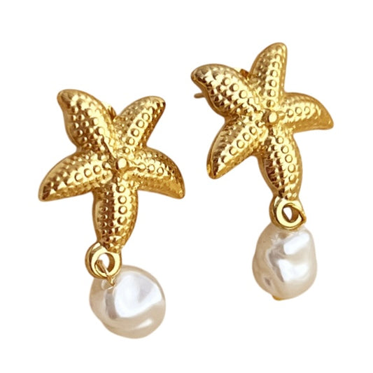 Stella Starfish Pearl Earrings