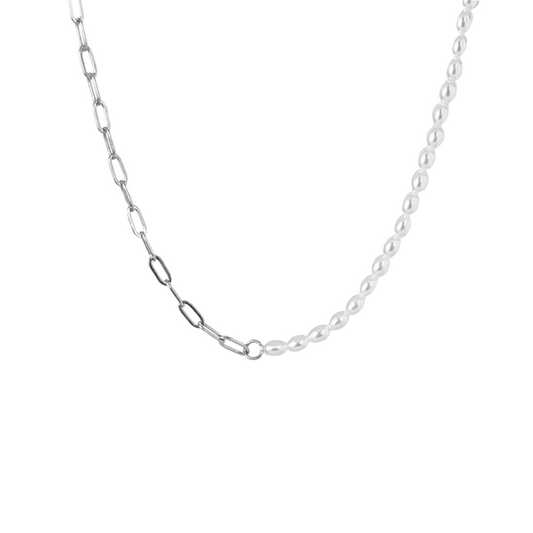 Harlow Silver Pearl Necklace