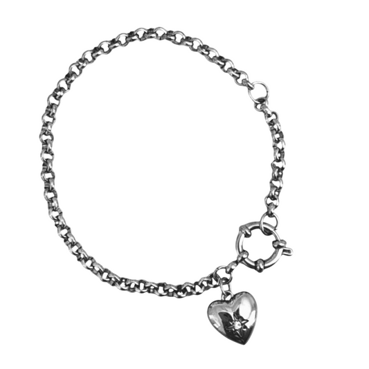 Monroe Heart Charm Bracelet Silver