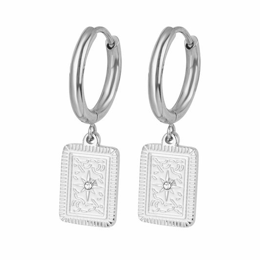 Queen of Stars Silver Hoops